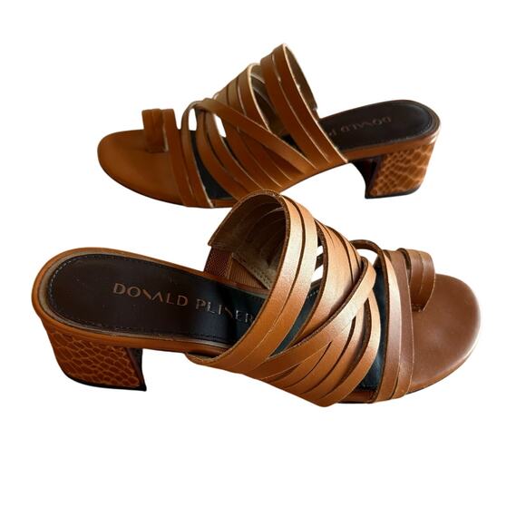 Donald Pliner Strappy Leather Slides with Reptile Embossed Block Heels size 6 - Picture 16 of 16